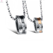 Engraved titanium with crystal pendant necklace for lover